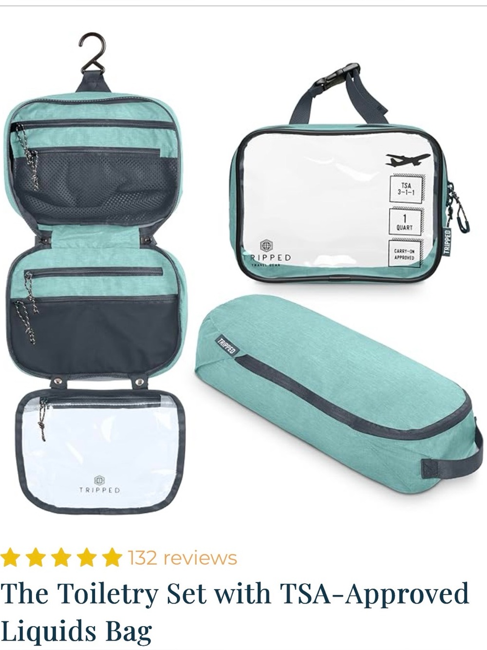 Travel TSA Approved Toiletry Organizer Bag in Mint Green